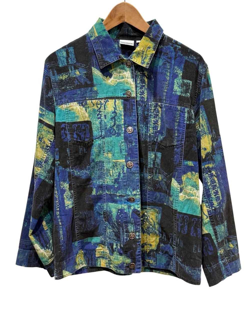 Vintage Chico's 100% Cotton Abstract Print Corduroy Jacket- Size 1 (US M)